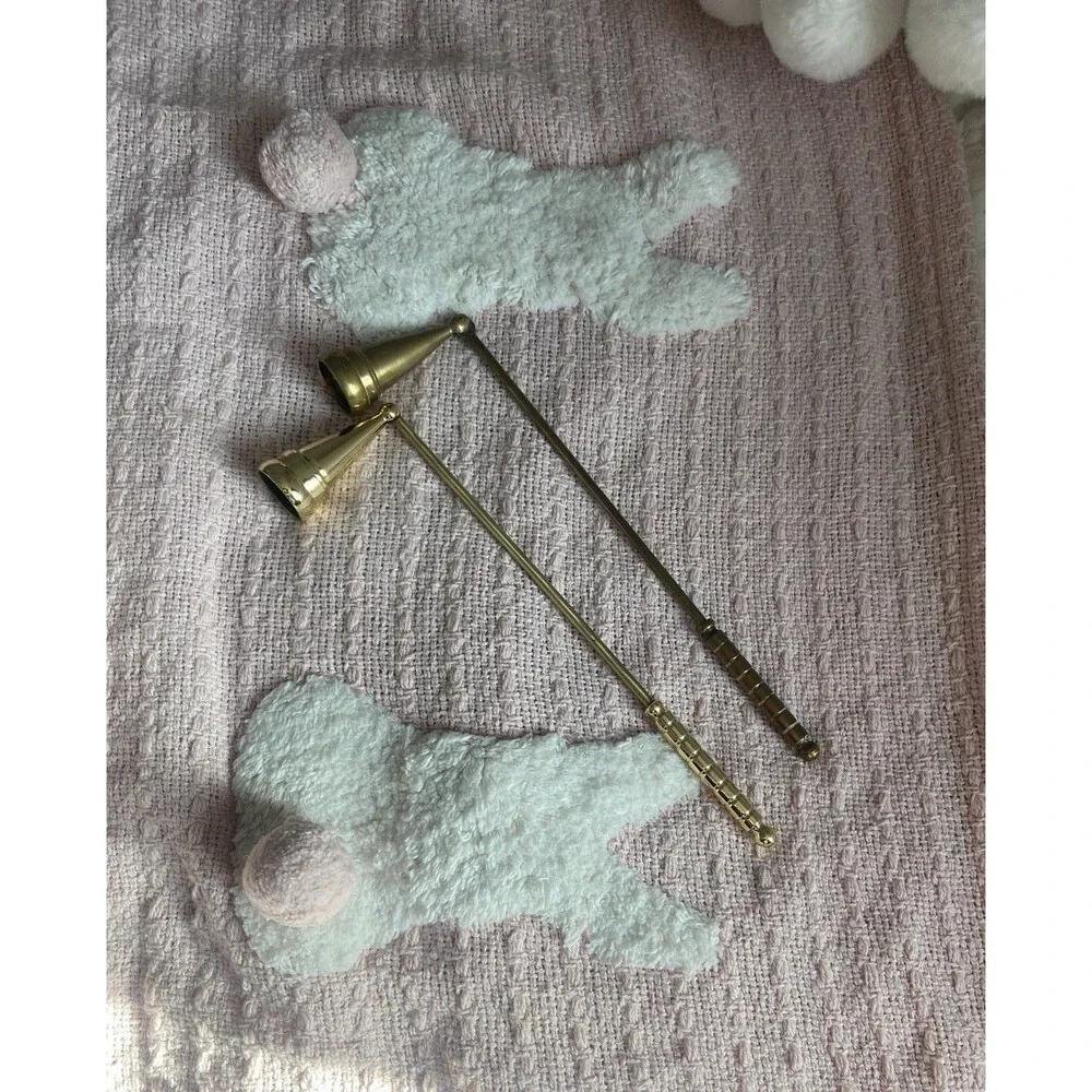Vintage Solid Brass Hinged Bell Candle Snuffer 10 Inch Set Of 2